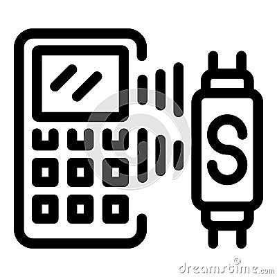 Calculator sending data to smartwatch using nfc technology Vector Illustration