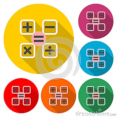 Calculator simple icon or logo, color set with long shadow Vector Illustration