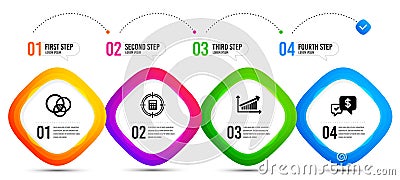 Calculator target, Euler diagram and Chart icons set. Payment received sign. Audit, Relationships chart, Money. Vector Vector Illustration