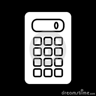 Calculator vector icon. Black and white computer engineering illustration. Solid linear icon. Vector Illustration