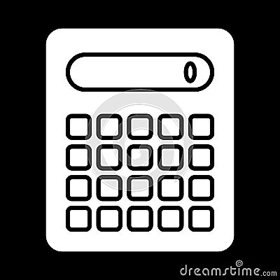 Calculator vector icon. Black and white counting illustration. Solid linear icon. Vector Illustration