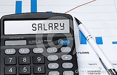 Calculator with the word Salary on the display Stock Photo