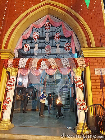 Devotees praying inside the St. Teresa church at Calcutta on account of Christmas. Editorial Stock Photo