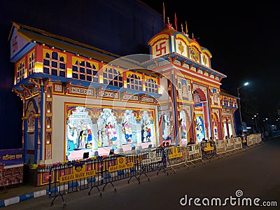 Kali puja pandal, a replica of baidanth dham temple now at janbazar, calcutta, India Editorial Stock Photo