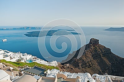 Caldera view from Imerovigli terrace at Santorini, Greece Stock Photo