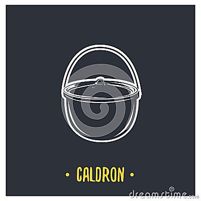 Caldron. Black and white illustration. Vector Illustration