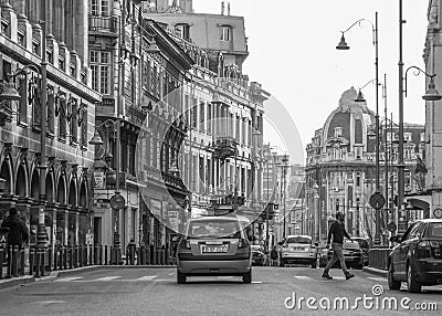 Calea Victoriei, Bucharest old architecture Editorial Stock Photo