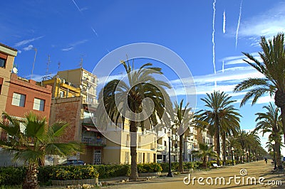 Calella resort town promenade,Spain Stock Photo