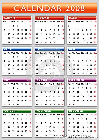 Calendar 2008  Stock Images Image 2890484