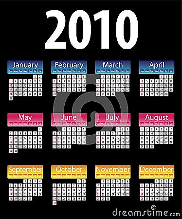 Calendar 2010 Vector Illustration