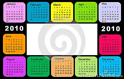 Calendar, 2010 Vector Illustration
