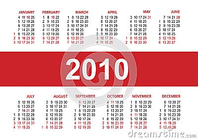 Calendar 2010. vector template Vector Illustration