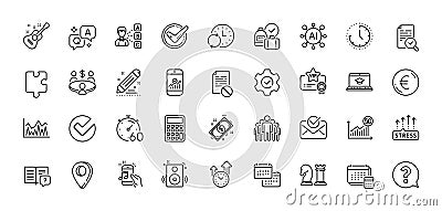 Calendar, Account and Timer line icons pack. For web app. Line icons. Vector Vector Illustration