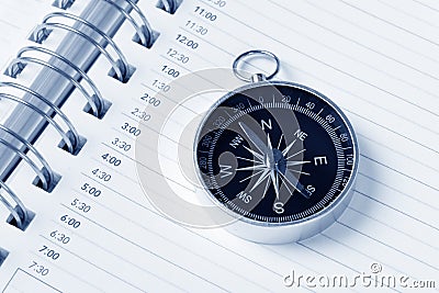 Calendar agenda and compass Stock Photo