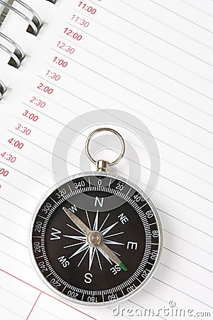 Calendar agenda and compass Stock Photo