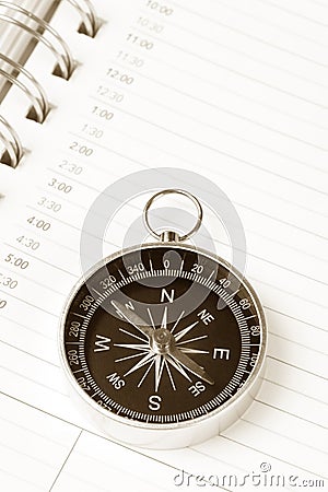 Calendar agenda and compass Stock Photo