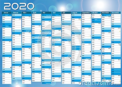 2020 calendar annual planner pocket business year vector Vector Illustration