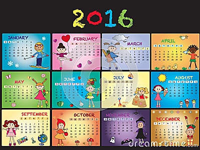Calendar 2016 Stock Photo