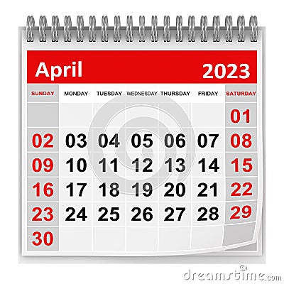 Calendar - April 2023 Stock Photo