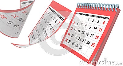 Calendar april 2020 flying pages isolated red - 3d rendering Stock Photo