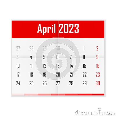 Calendar April 2023 Vector Illustration