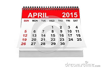 Calendar April 2015 Stock Photo