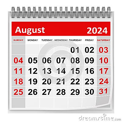 Calendar - August 2024 Stock Photo