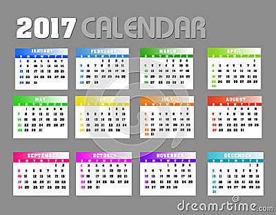 2017 Calendar Backgronds. Stock Photo