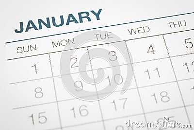 Calendar business planning, dates in January. Stock Photo