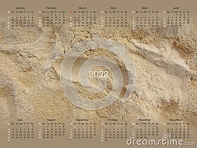 Calendar for 2022 Stock Photo