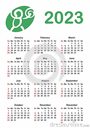 Calendar for 2023 Vector Illustration