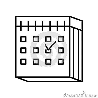 Calendar with checked day for scheduled event date icon Vector Illustration