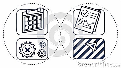 Calendar and checklist icons, planning and organization tools vector design Generative AI Vector Illustration