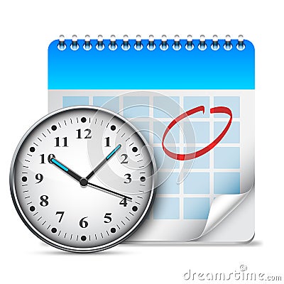 Calendar and clock. Vector Illustration