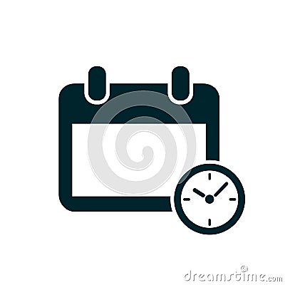 Calendar and clock icon. Schedule, reminder, time management, appointment, organizer, important date â€“ stock vector Vector Illustration