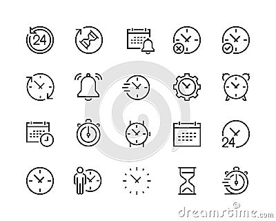 Calendar and clock icons set, 96x96 pixel perfect Vector Illustration