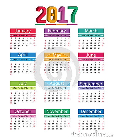 Calendar 2017 Stock Photo