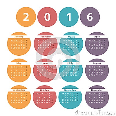 2016 Calendar Vector Illustration