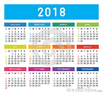 Calendar 2018 Vector Illustration