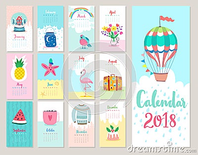 Calendar 2018. Vector Illustration