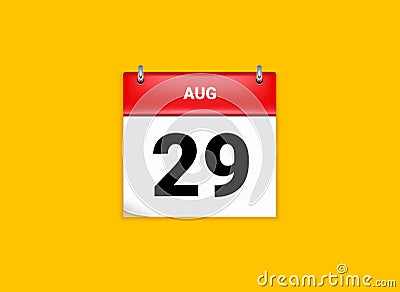 Calendar date month time icon. Diary calendar event flat icon. Calendar icon august. Vector Illustration