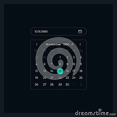 Calendar date picker UI element template Vector Illustration