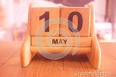Calendar of date on 10th may make by wooden template Stock Photo