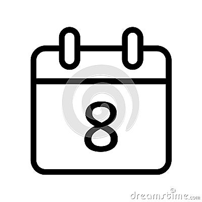 Calendar day eight date icon Vector Illustration