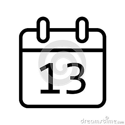 Calendar day thirteen date icon Vector Illustration