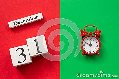 Calendar December 31st and red alarm clock Stock Photo