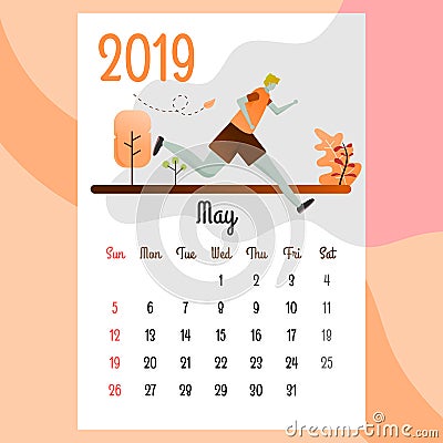 Calendar 2019. may calendar. calendar vector Vector Illustration