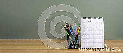 2022 Calendar desk place on table. Desktop Calender for Planner to plan agenda, timetable, appointment, organization, management Stock Photo