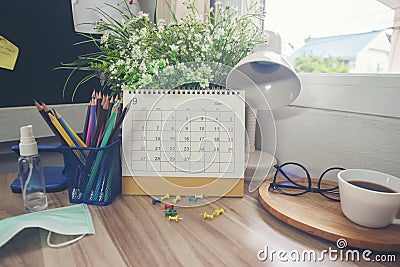 Calendar desk for Planner and organizer to plan and reminder daily appointment, meeting agenda, schedule, timetable, and Stock Photo