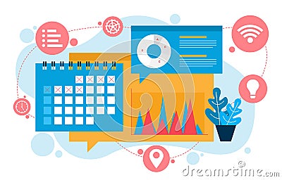 Calendar Digital Marketing Commerce Mobile Web Analysis Design Illustration Vector Illustration